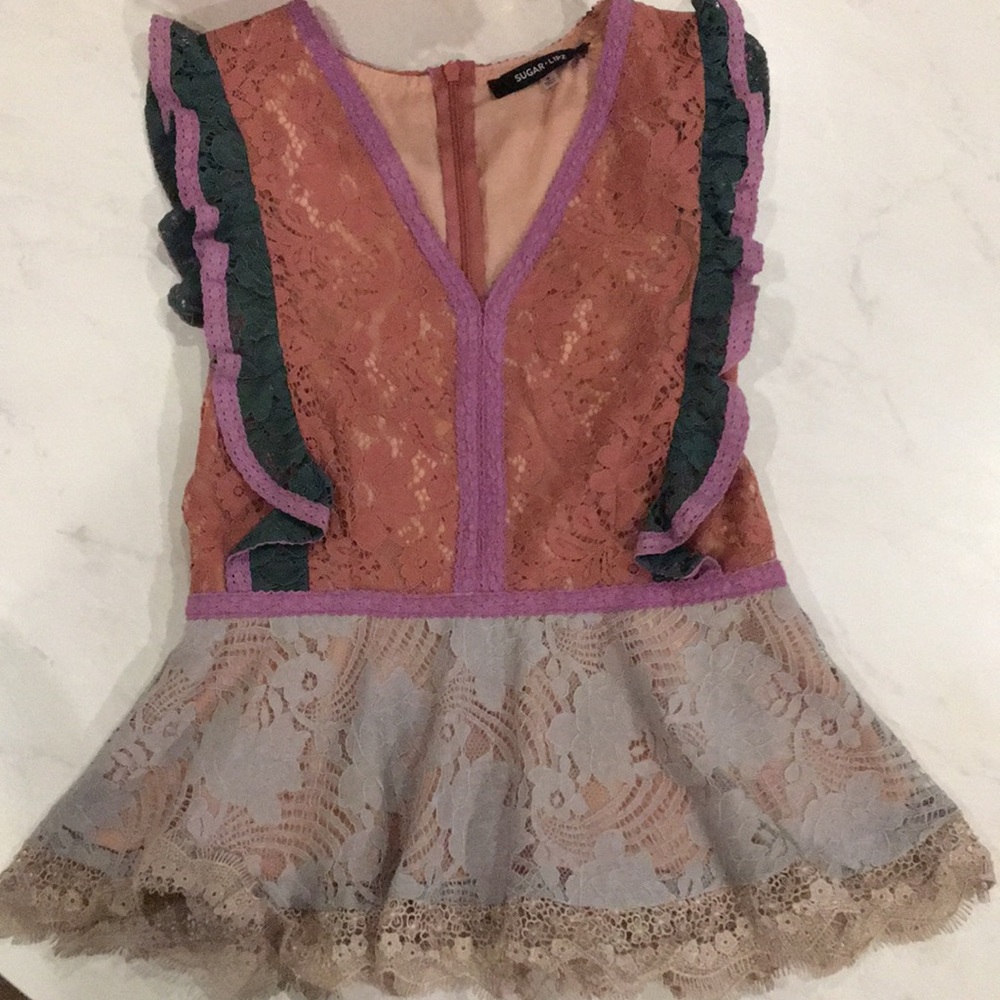 Small multi color lace top